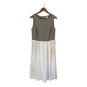 AirField Mixed Media Sleeveless Dress 40 US Large Grey White Cotton